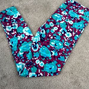 Teal floral leggings